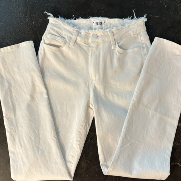 Paige Hoxton Ankle Peg Crisp White Raw Jeans Size 27 - Picture 1 of 11